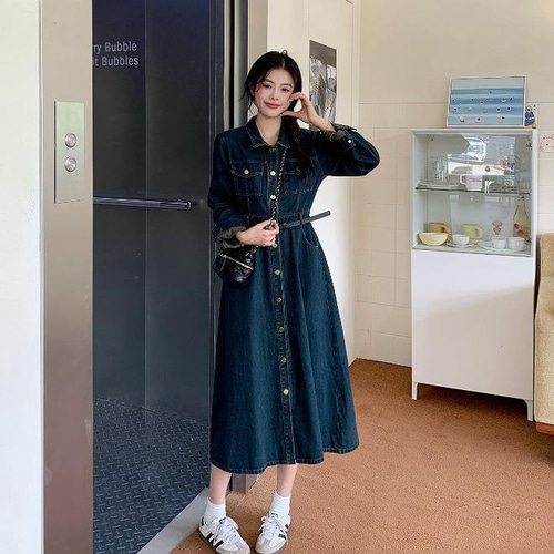 大きいサイズ デニム ワンピース レディース 秋冬 長袖 新品 春