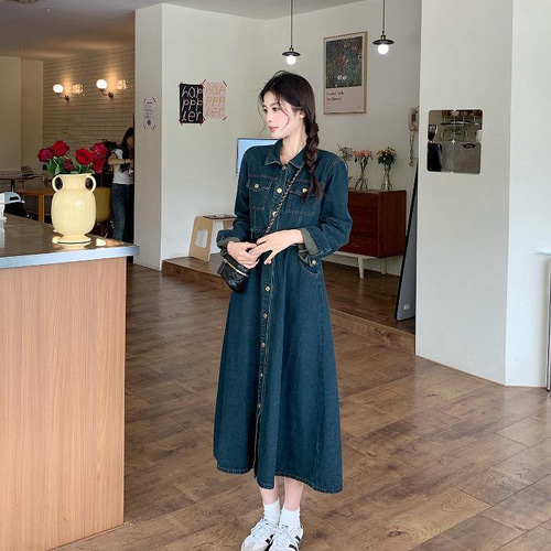 大きいサイズ デニム ワンピース レディース 秋冬 長袖 新品 春