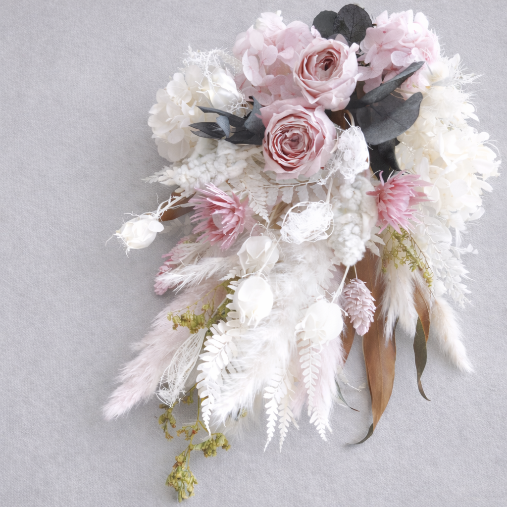 桜色のドライフラワースワッグL  ペールピンクの癒されるブーケ 花束  誕生日 ギフト 卒業式 インテリア 壁掛け 春