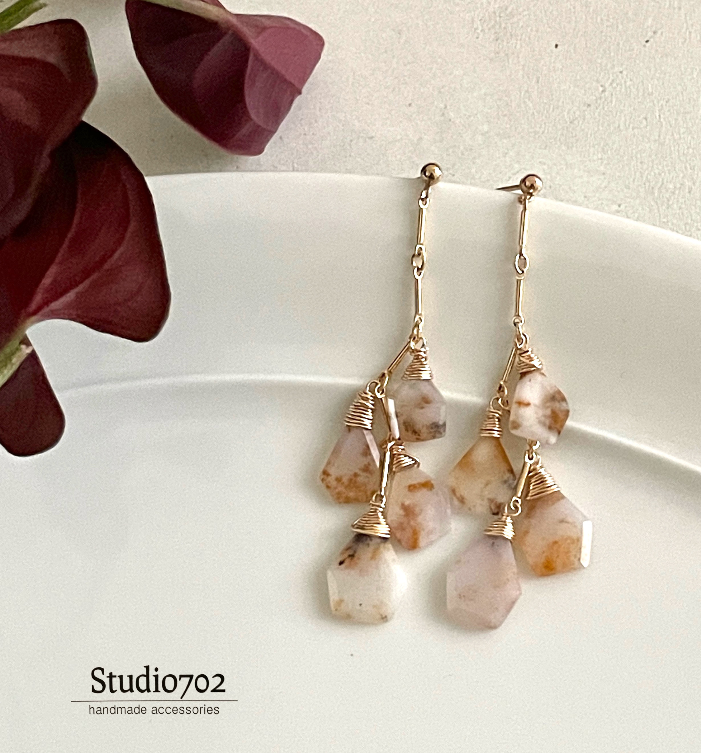 14kgf  デンドリティックアゲート ピアス