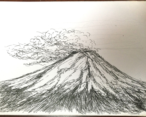 ペン画 富士山 B5 絵画 rose-blanche 通販 18709941｜Creema