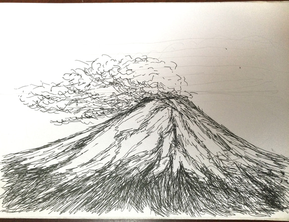 ペン画 富士山 B5 絵画 rose-blanche 通販 18709941｜Creema