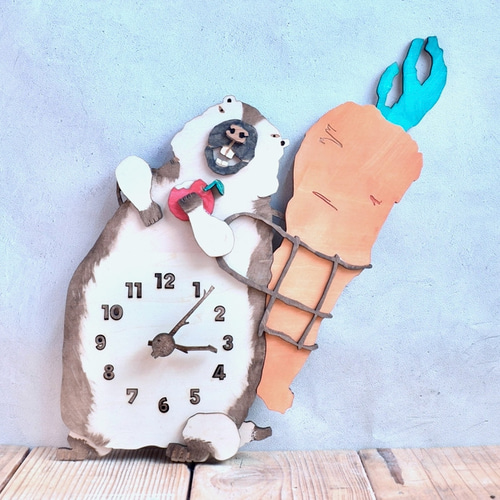 【動作確認済み】子ども部屋にピッタリ✨ロボットの絵の掛け時計(木製) 動作確認済み】子ども部屋にピッタリ✨ロボットの絵の掛け時計(木製)