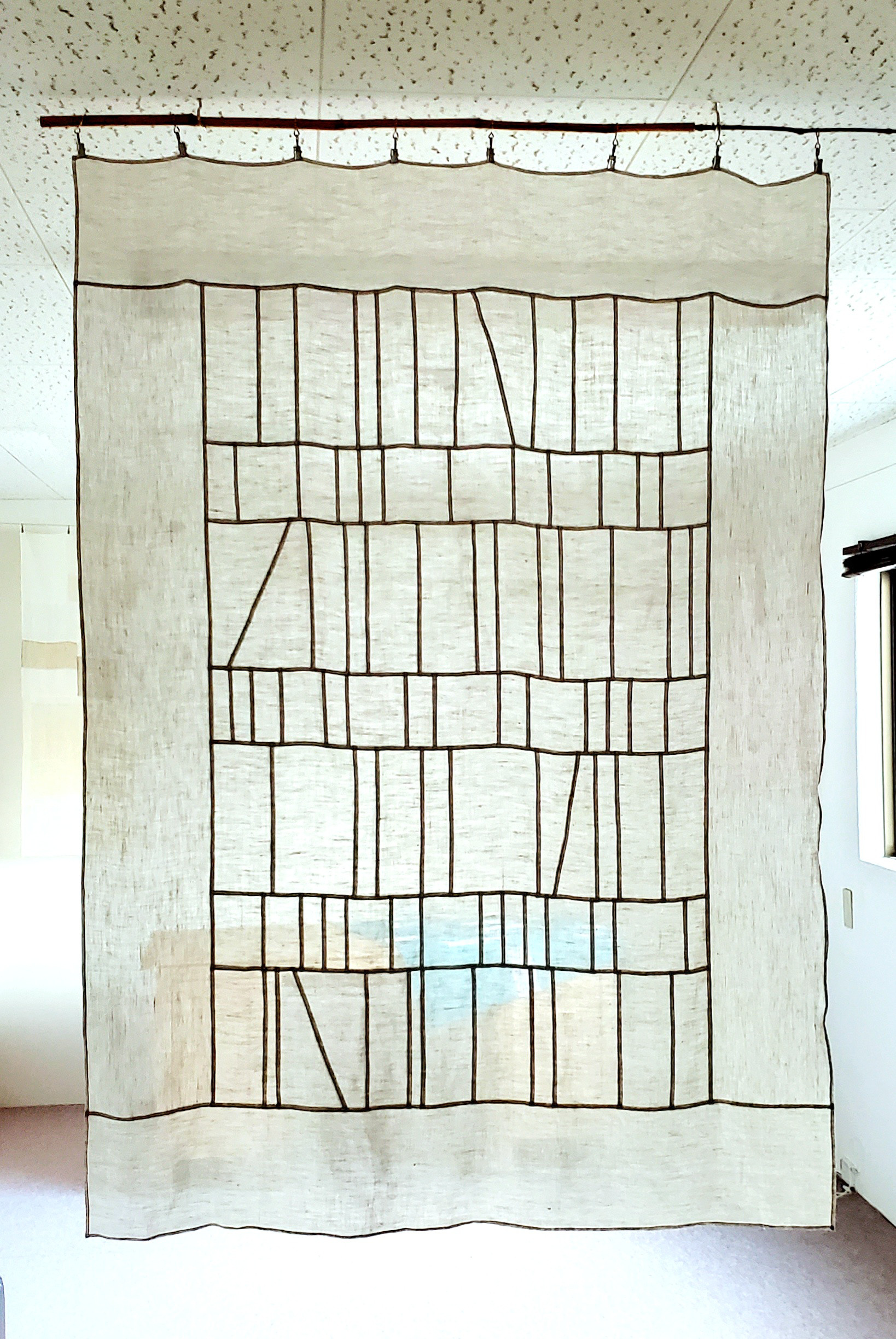麻　白　ホワイト　70×78 ポジャギ　ハンドメイド　リネン100% ③