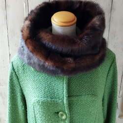 new antique ¶ ブルーアイリスミンクファー着脱可能リボン付き