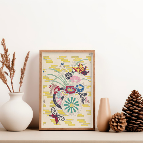 陶板画　リンドウ　額入り　昭和レトロモダン　かわいい絵柄　美術品　和風 楽天市場】三宅和光「 りんどう 」 日本画 SM ( サムホール