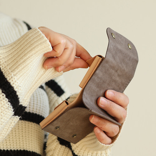 二つ折り財布 マルゴー×ヌメ革ツートン 財布 ミニ財布 レザー