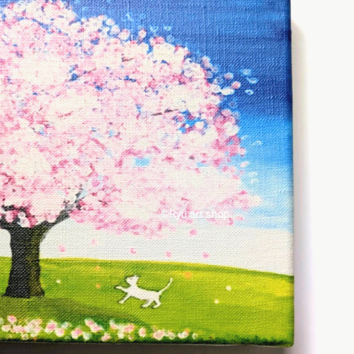 春だ』 キャンバスプリント 桜 春 猫 絵 イラスト 絵画 アクリル 春だ』 キャンバスプリント 桜 春 猫 絵 イラスト 絵画 アクリル