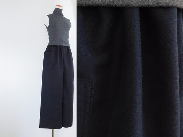 裏起毛であったか☆コットンモールスキンのワイドパンツ・チャコールグレー 3枚目の画像