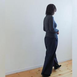 裏起毛であったか☆コットンモールスキンのワイドパンツ・チャコールグレー 9枚目の画像