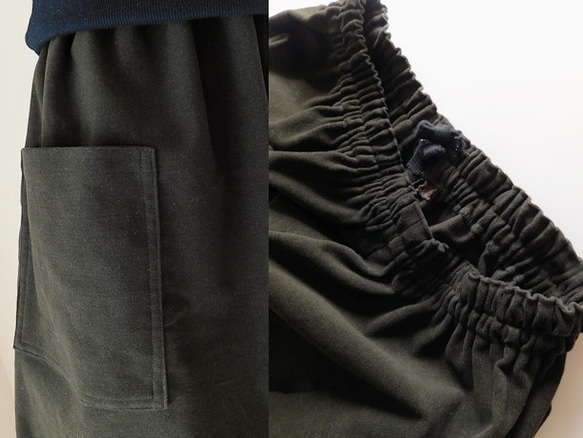 裏起毛であったか☆コットンモールスキンのワイドパンツ・チャコールグレー 16枚目の画像