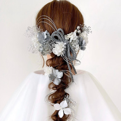 【リニューアル】成人式 結婚式 卒業式 髪飾り 前撮りヘッドパーツ ヘアアクセサリー ポニーテール 編みおろし -37 1枚目の画像