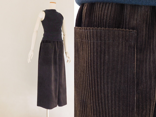 親子コーデュロイのワイドパンツ ・チョコブラウン