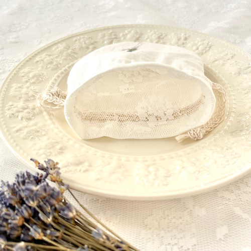 お花の刺繍ポーチとポプリのセット＊ラベンダー サシェ 匂い袋 まる