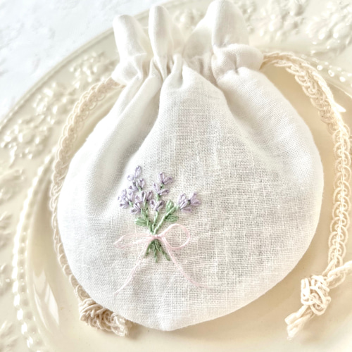 お花の刺繍ポーチとポプリのセット＊ラベンダー サシェ 匂い袋