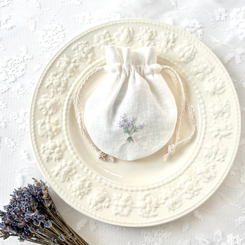 お花の刺繍ポーチとポプリのセット＊ラベンダー サシェ 匂い袋
