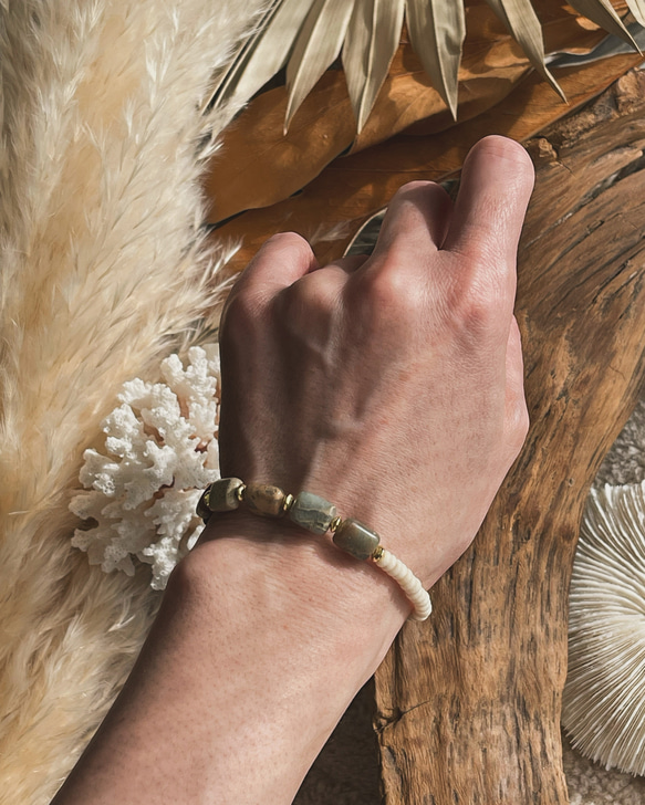 14kgf*インプレッション.リバーストーンのボヘミアンブレスレット 4枚目の画像