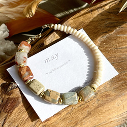 14kgf*インプレッション.リバーストーンのボヘミアンブレスレット 2枚目の画像