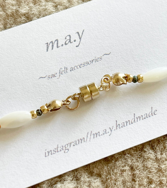 14kgf*インプレッション.リバーストーンのボヘミアンブレスレット 6枚目の画像