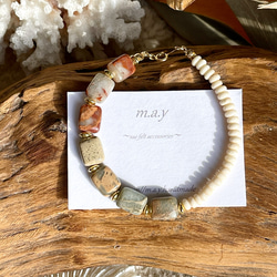 14kgf*インプレッション.リバーストーンのボヘミアンブレスレット 3枚目の画像