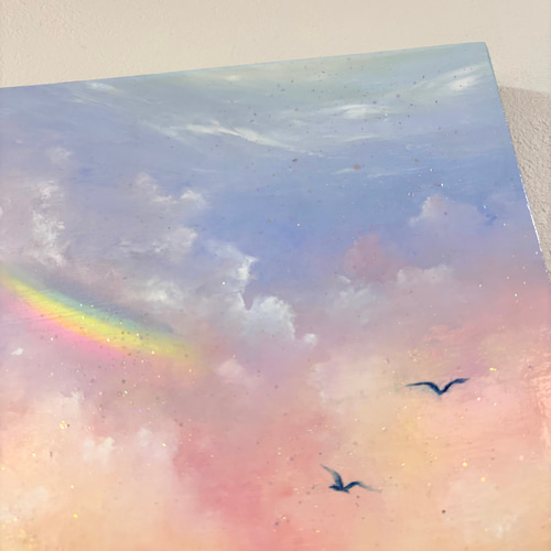 Earth【原画】オレンジ空と虹〜希望の光の射す方へ(チョークアート