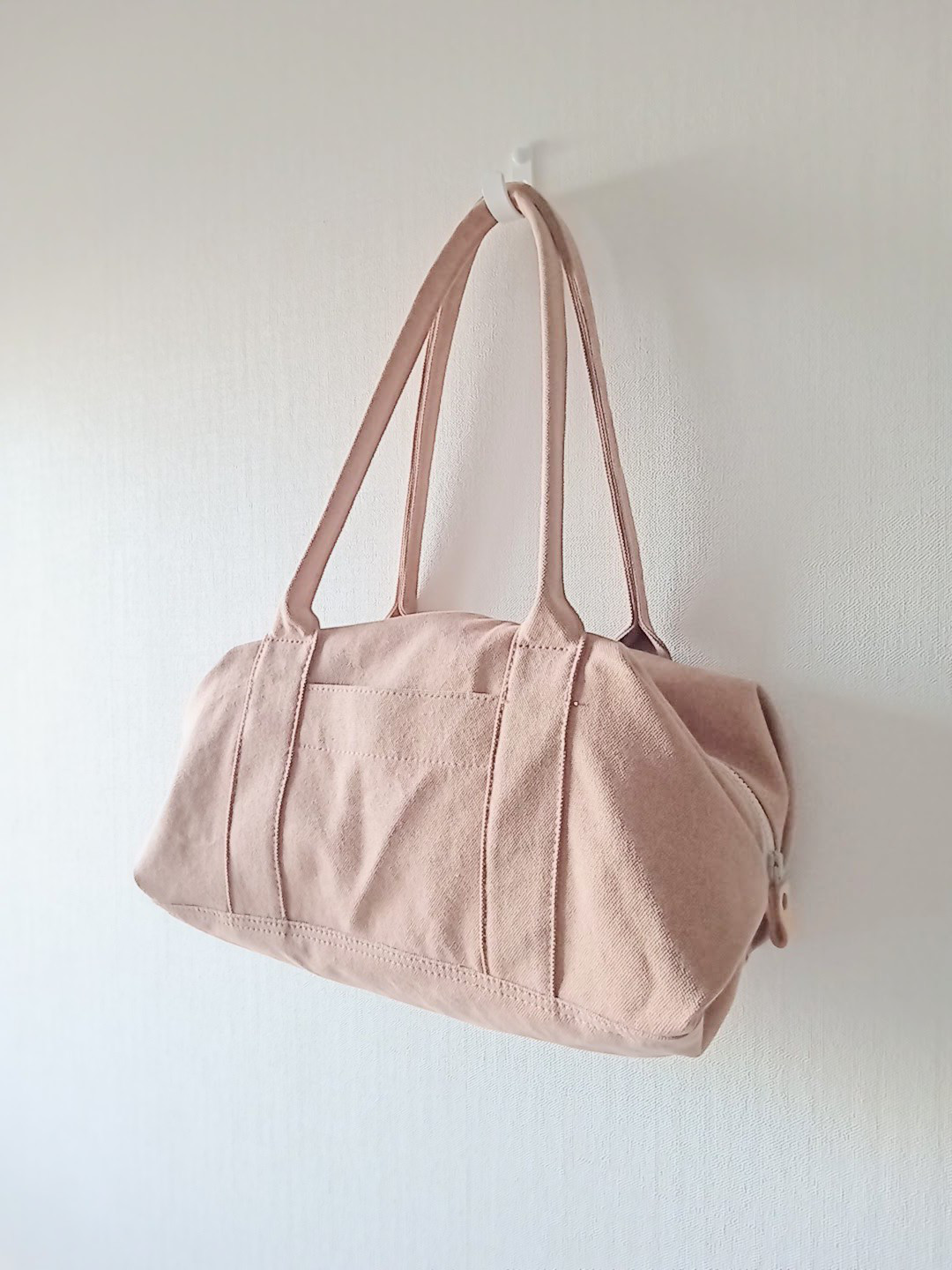 ☆ウォッシュ加工帆布☆のキャラメルボストンバッグ【ピンクブラウンM】