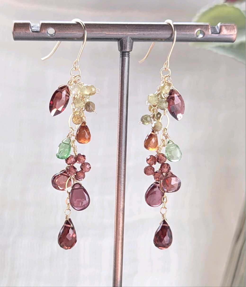 カラフル　ガーネット ツリーピアス　彩り2025 新作2025 天然石　誕生石　レッド