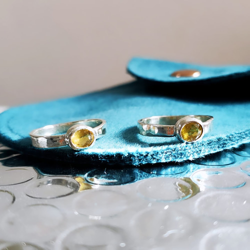 accessories mauアクセサリーマウ　カレンシルバーイエローサファイア 一点物】11号 イエローサファイア シルバーリング 槌目 天然石