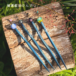 『コラボ作品』福島•ならはの暮らしとクラフトマルシェ【藍染かんざし】※限定販売 3枚目の画像
