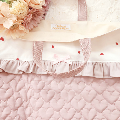 入園入学 女の子 レッスンバック 通園カバン 通学カバン ハートキルト