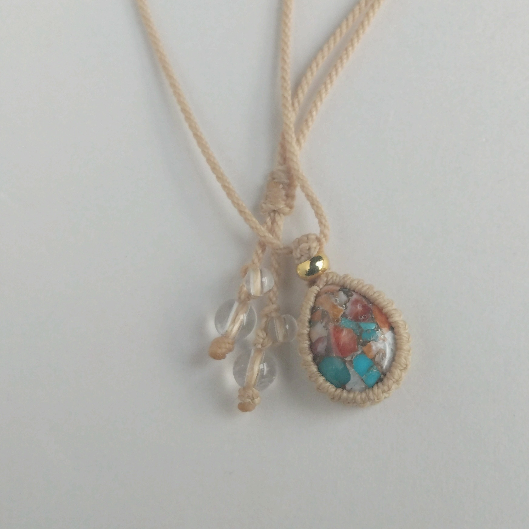 オイスターカッパーターコイズ マクラメネックレス