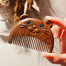 高級黒檀木 くし 木製櫛 コンパクト ネズミ お守り 静電気防止 美髪