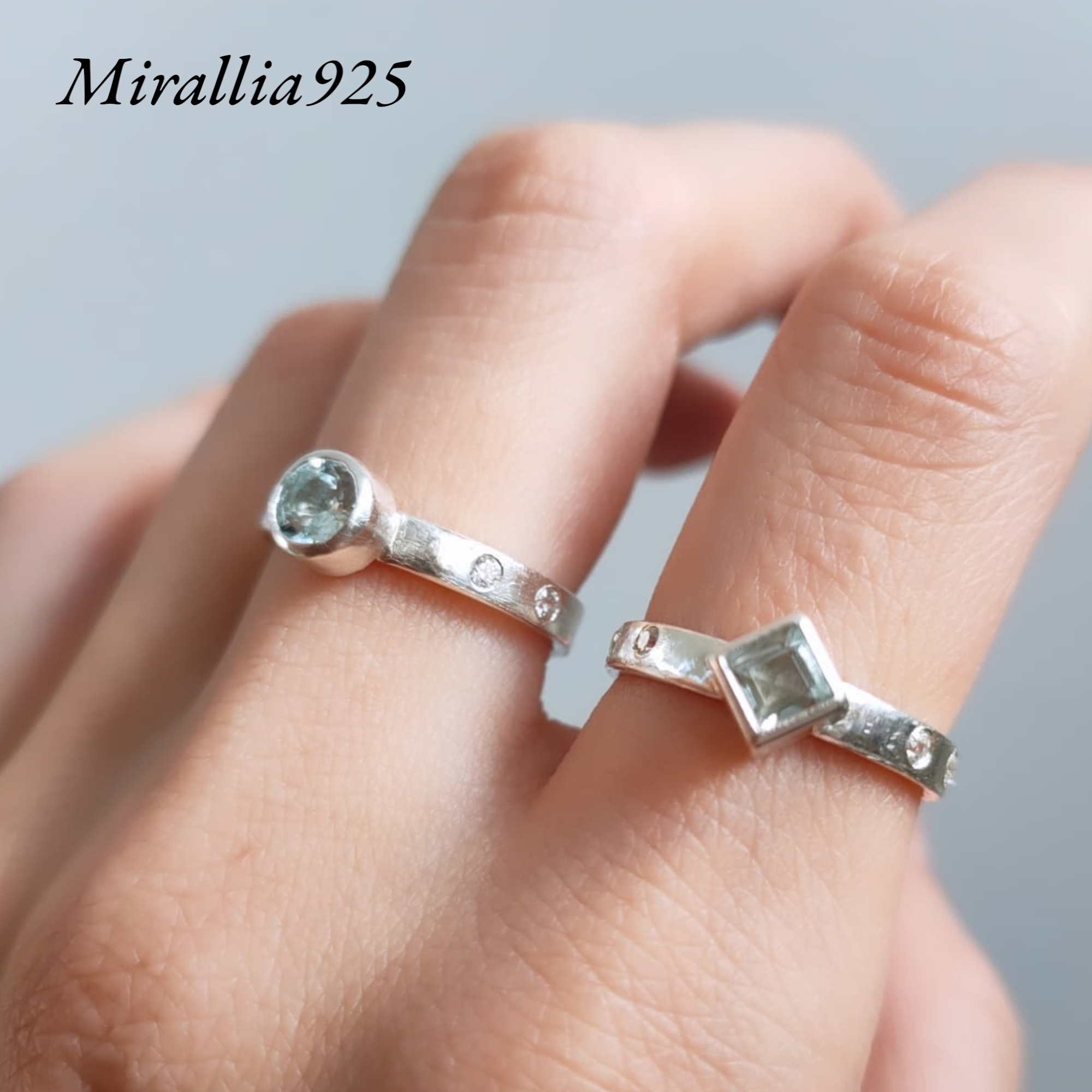 アクアマリン シルバーリング ラウンド ドット 3月 誕生石 シルバー925 SV925 マット モダン ワンポイント