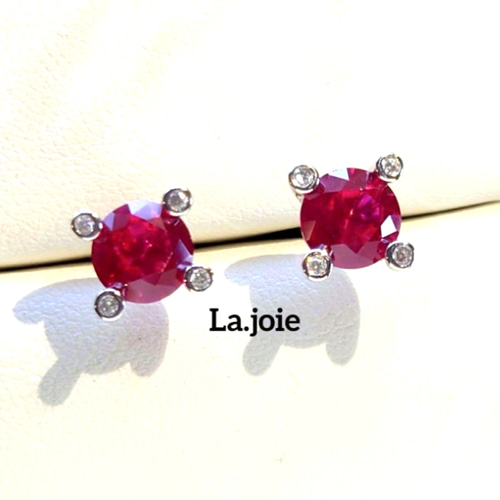 ちか☺︎ 1点作品☆ 希少石　宝石質ルビーピアス　イヤリングに変更可能☺︎ ちか☺︎ 1点作品☆ 希少石 宝石質ルビーピアス イヤリングに変更可能