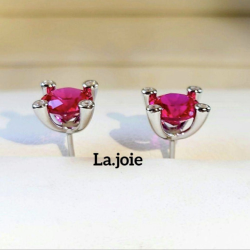 14k White Gold 1.67ctw Natural Ruby & Diamond Lever Back