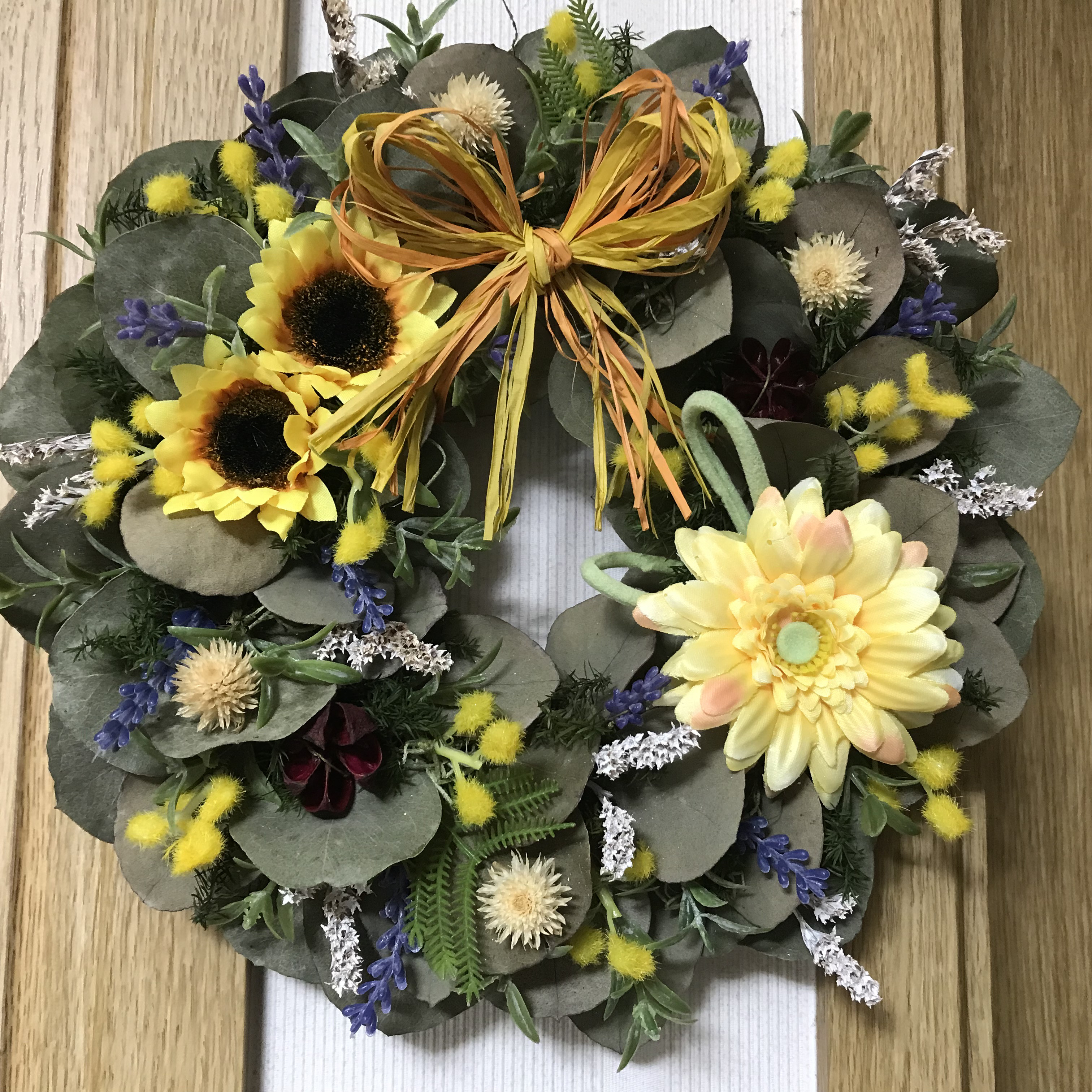 《新作》ユーカリドライとミモザのイエローリース（受注制作）