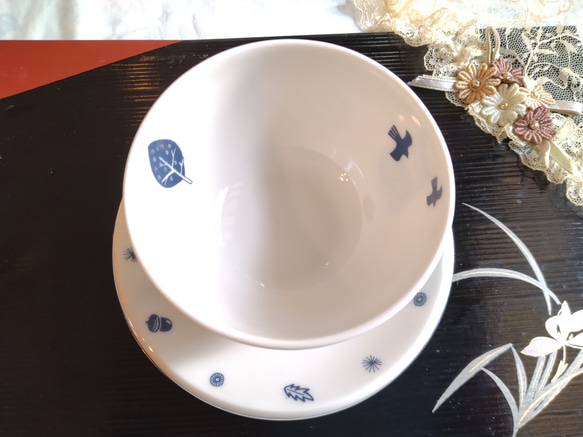 【北欧柄の煎茶カップ＆ソーサー】フクロウ 3枚目の画像