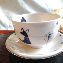 【北欧柄の煎茶カップ＆ソーサー】フクロウ 2枚目の画像