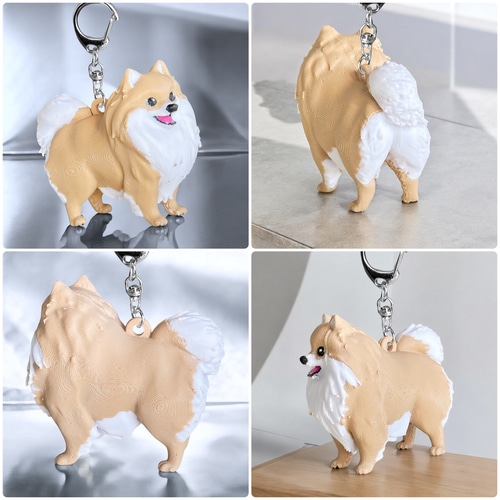 ポメラニアン miniリアル3Dフィギュア/ミニチュア キーホルダー 1頭