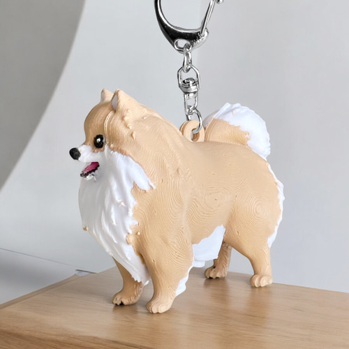 ポメラニアン miniリアル3Dフィギュア/ミニチュア キーホルダー 1頭