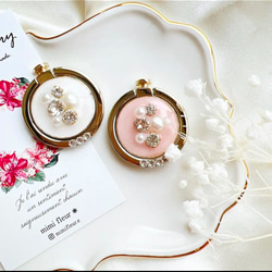 大粒スワロフスキ ー　ビジュー　スマホリング❀ピンク 3枚目の画像