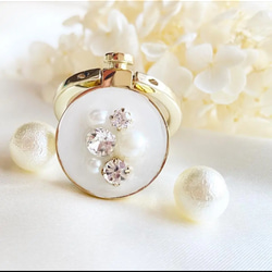 大粒スワロフスキー　ビジュー　スマホリング❀ホワイト 4枚目の画像