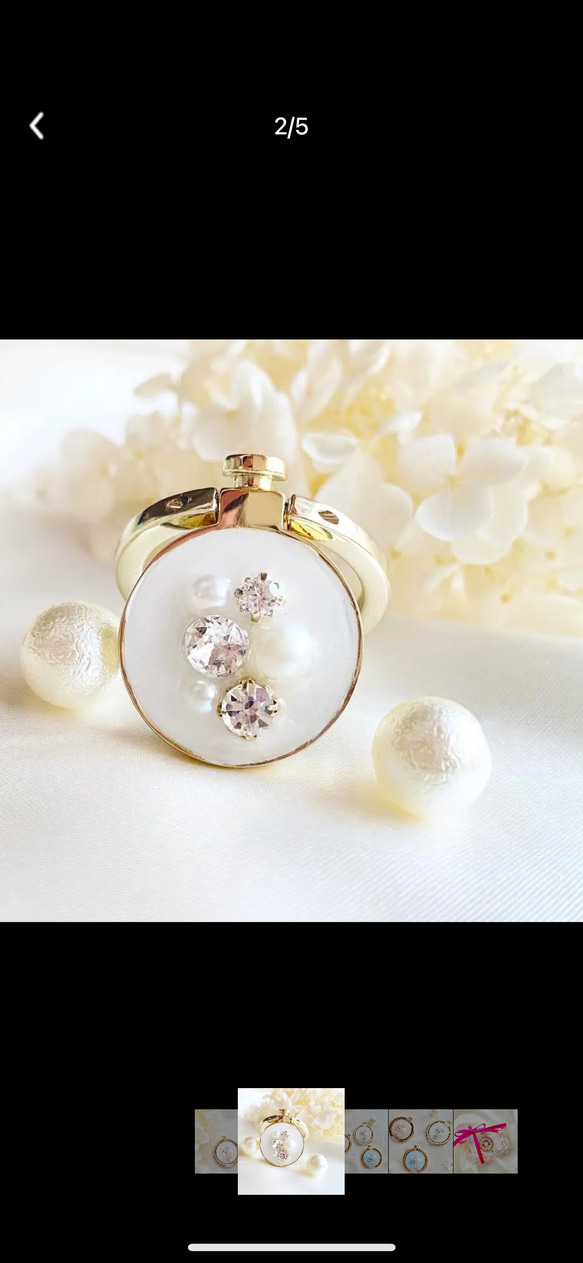 大粒スワロフスキー　ビジュー　スマホリング❀ホワイト 4枚目の画像