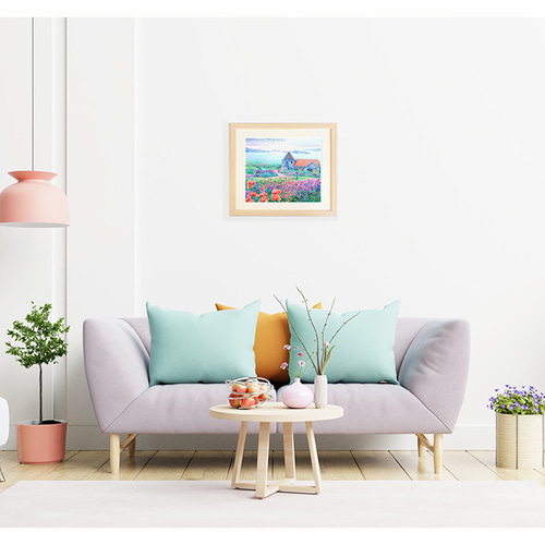 銀座デパート販売☆海が見えるガーデンハウス 風景画 絵画