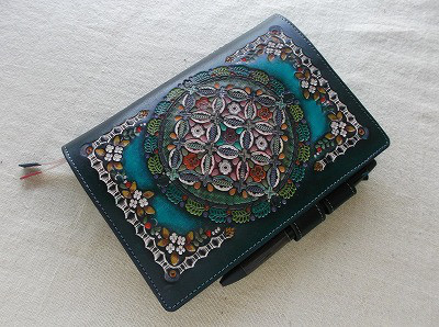 ほぼ日手帳仕様　B6サイズレザー手帳カバー　刻印＆拭き染め