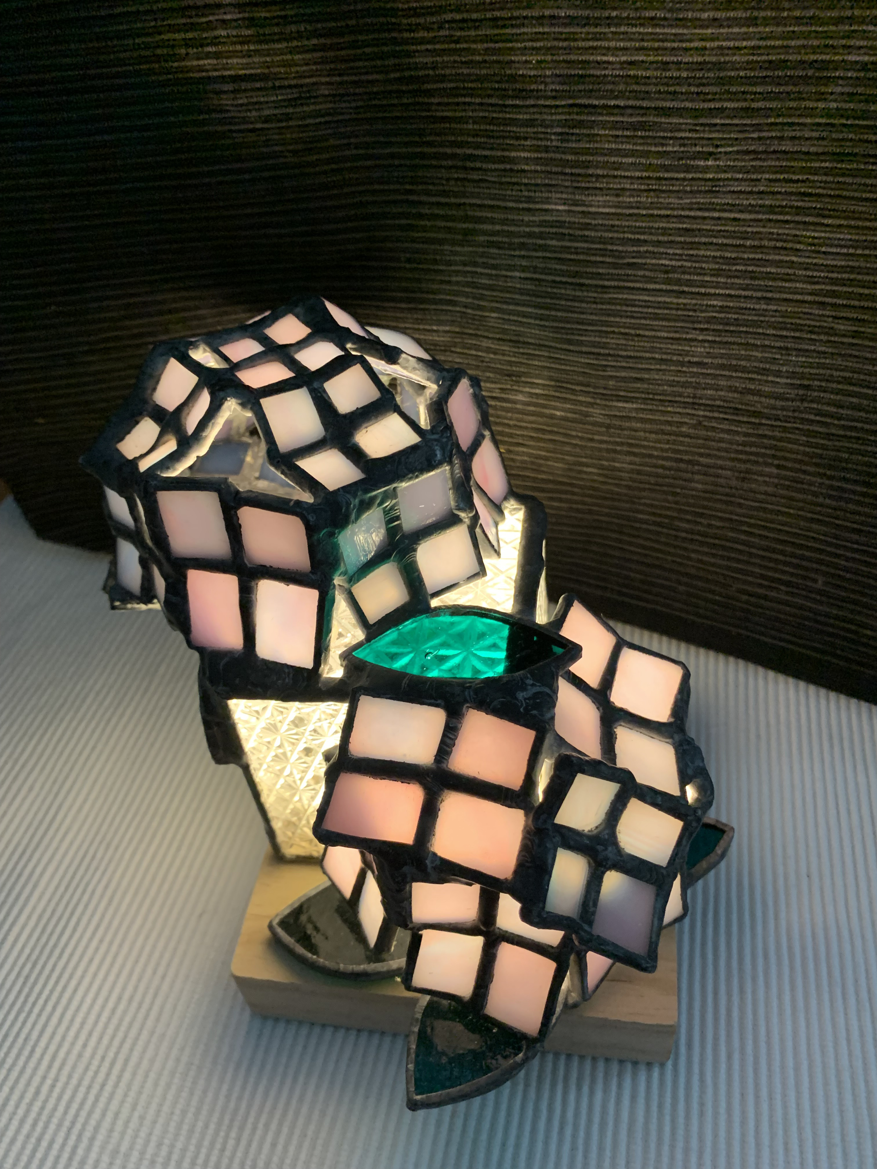 紫陽花のステンドグラスランプ