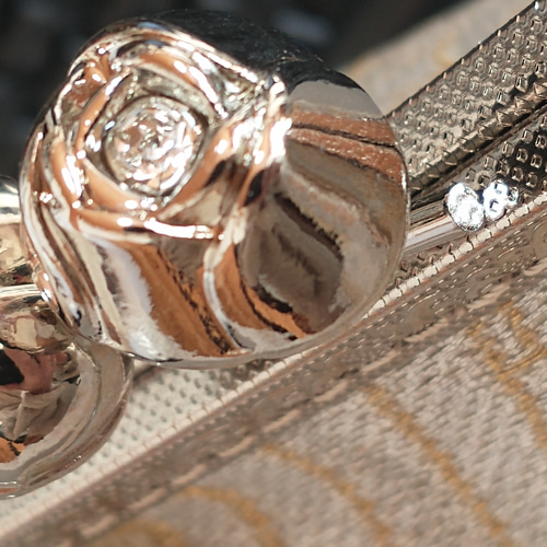 アンティーク帯リメイク礼装バック/銀の鶴/和装バッグ/スマホ入ります