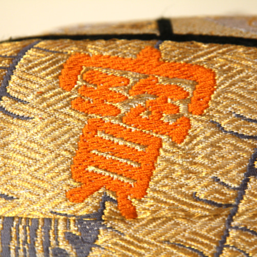 アンティーク帯リメイク礼装バック/銀の鶴/和装バッグ/スマホ入ります