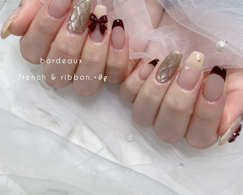 ネイルチップ ワンホン リボン ビジュー クリスマス 冬 ネイルチップ ワンホン リボン ビジュー クリスマス 冬 人気順