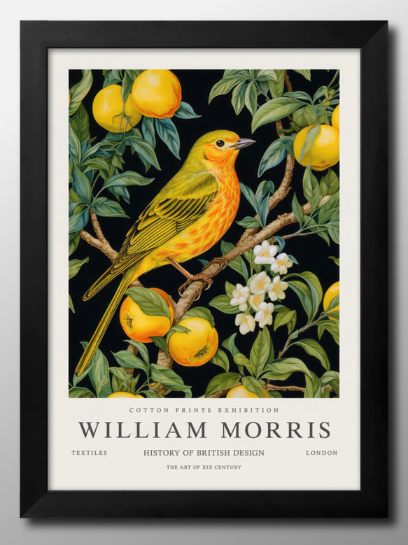 15291□ポスター アート 『ウィリアム・モリス 鳥 バード』北欧 A3